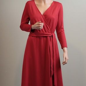 Holiday Red Knit Wrap Dress Sz 6-8